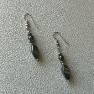 Black Beaded Hematite Earrings